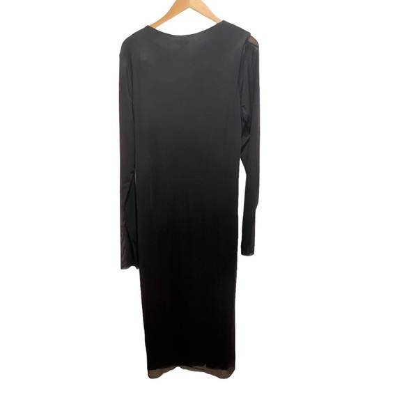 AFRM Kellen Cutout Long Sleeve Mesh Midi Dress Black Stretch Size 2X NWT - Picture 3 of 10